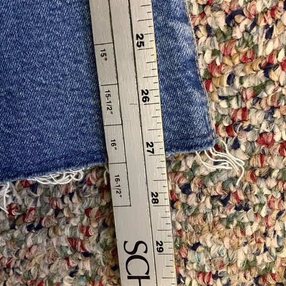 J. Crew Lakeshore Blue Denim Slim Wide Leg Frayed Hem Crop Jeans Size 32/14 US - Picture 13 of 16